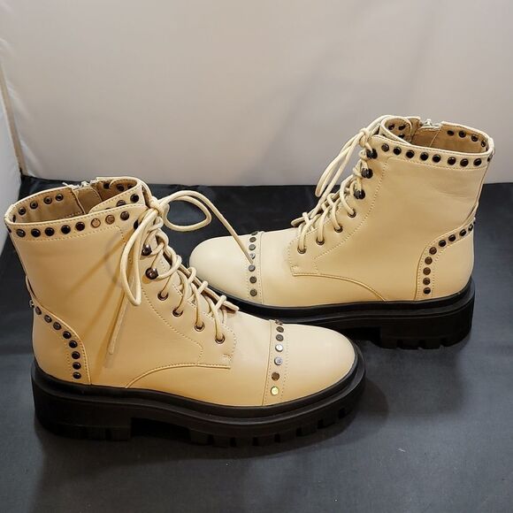 BRAND NEW SHU SHOP STUDDED LACE UP COMBAT BOOT - Picture 5 of 16